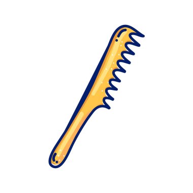 Kadın kozmetik el çizilmiş karikatür vektör çizim etiket. Saç fırçası