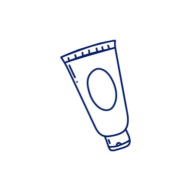 Kadın kozmetik el çizilmiş karikatür vektör çizim etiket. Göz kremi