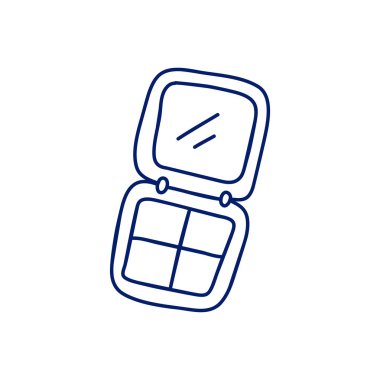 Kadın kozmetik el çizilmiş karikatür vektör çizim etiket. Göz farı