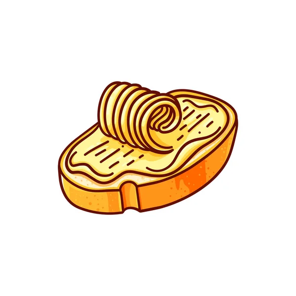 Bread Butter Hand Drawn Vector Color Illustration Doodle Breakfast Clipart — Stock Vector