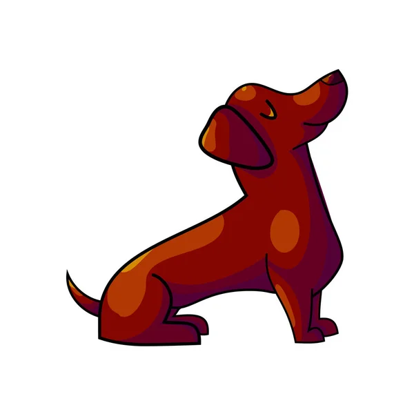 Desenhos Animados Bonitos Ilustração Personagem Dachshund Isolado Fundo Branco Cão —  Vetores de Stock