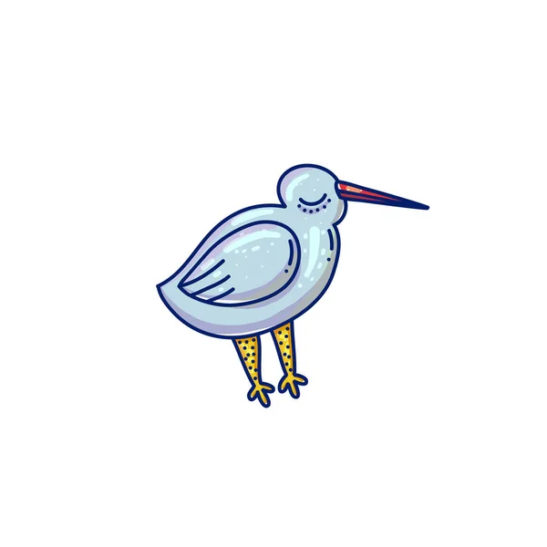 Γελοιογραφία Doodle Θαλάσσιων Πτηνών Εικονογράφηση Διάνυσμα — Διανυσματικό Αρχείο