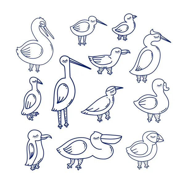 Karikatur Doodle Meer Vogel Vektor Illustration — Stockvektor