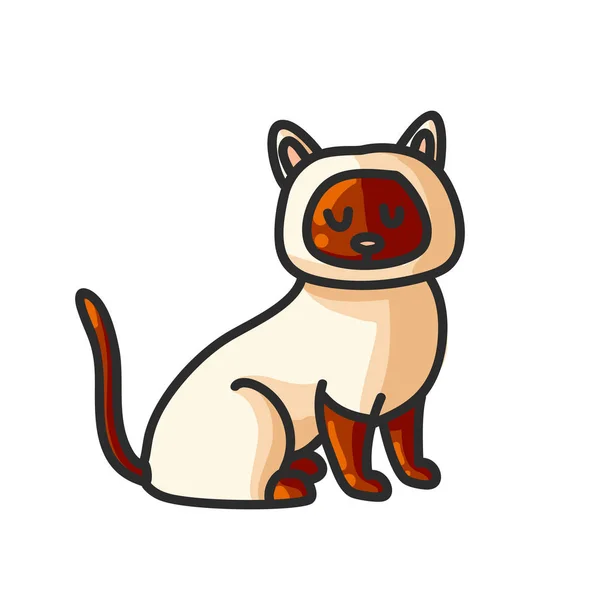 Симпатичный Забавный Маленький Котенок Изолированный Белом Фоне Чистая Сиамская Кошка — стоковый вектор
