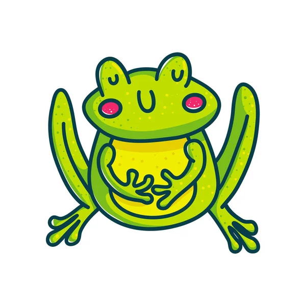 Vivid Green Amphibian Cartoon Character Illustration Isolated White Background Fubby — Stock Vector