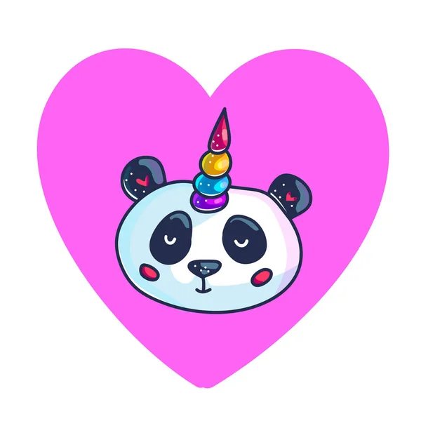 Colorido Mágica Unicórnio Panda Com Chifre Arco Íris Isolado Fundo —  Vetores de Stock