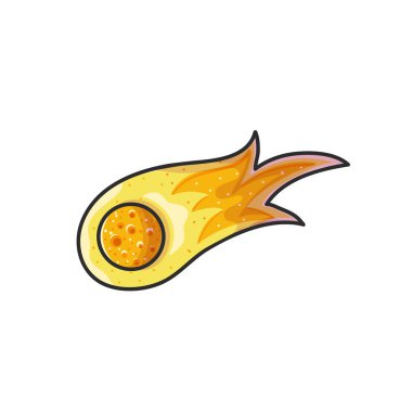 kuyruklu yıldız el renk resimde çekilmiş. Doodle astronomik olayları. Çizgi film asteroit. Kozmik simgesi. Astronomi çocuk izole vektör tasarım öğesi için