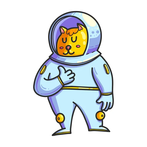 Animal Astronaut Handgezeichneten Farbcharakter Doodle Haustier All Netter Cartoon Kosmonaut — Stockvektor