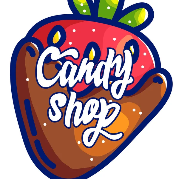 Tienda de dulces dibujado a mano ilustración vector de dibujos animados — Vector de stock