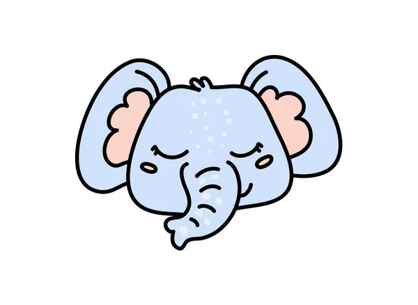 Aranyos elefánt kézzel rajzolt vektor karakter ikon — Stock Vector