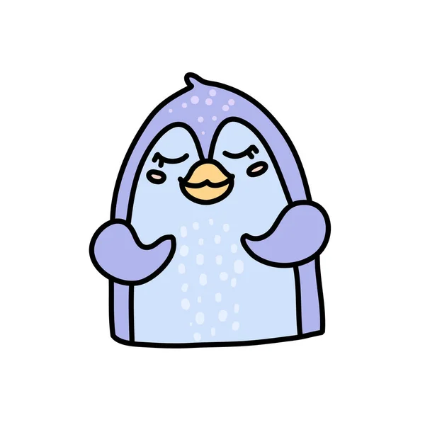 Cute baby penguin hand drawn vector character — ストックベクタ