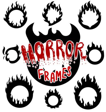 Ateş halkaları siyah vektör siluetleri ayarlandı