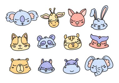 Tatlı bebek vahşi hayvanlar çizgi film karakterleri.