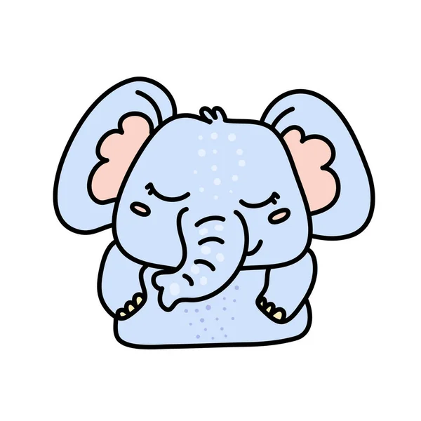 Cute baby elephant hand drawn vector character — Stock Vector