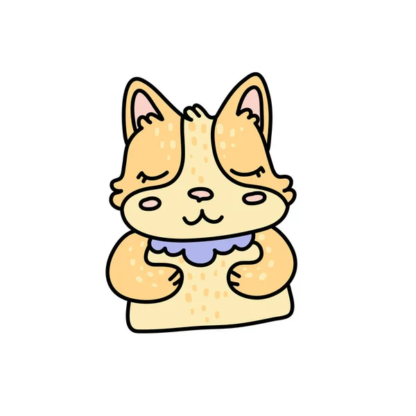 Cute baby fox hand drawn vector character — ストックベクタ