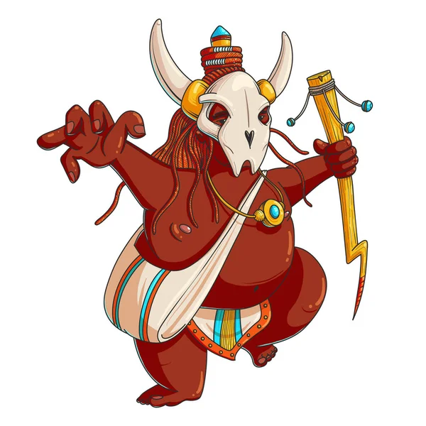 Shaman voodoo man vector cartoon character illustration — ストックベクタ