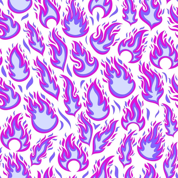 Magic fire flames cartoon seamless pattern — Stock Vector