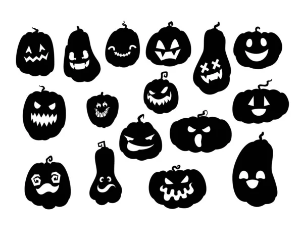 Spooky silhouettes de citrouilles halloween — Image vectorielle