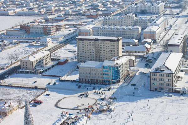 Rusland, Tsjetsjenië, Grozniy - 5 januari 2016: Uitzicht over de stad van de Grozniy uit de hoogte — Stockfoto