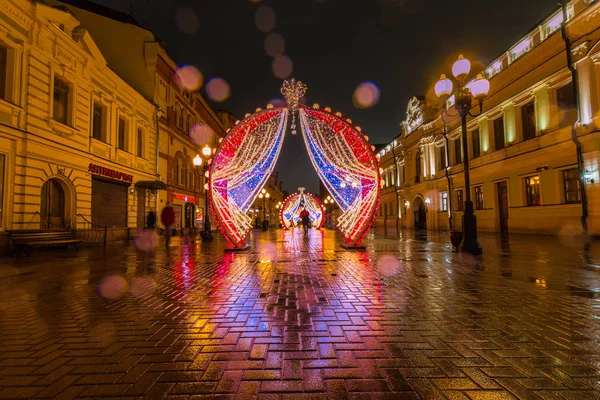 Moszkva, Oroszország, 18, December, 2017: Régi Arbat, díszített, az új év — Stock Fotó