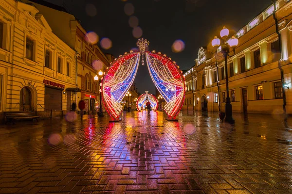 Moskau, russland, 18 Dezember 2017: alter arbat, dekoriert für das neue jahr — Stockfoto