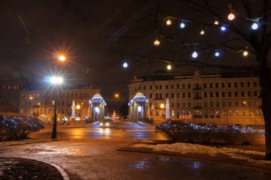 Rusya, Saint-Petersburg, 30, Aralık, 2017: Lomonosov köprü görünümü