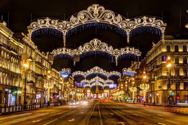 Russia,Saint-Petersburg,  03, January, 2018: Nevsky Prospekt,  New Years decoration — Stock Photo, Image