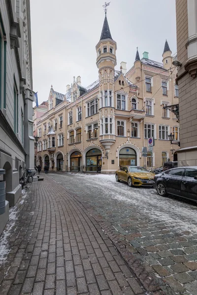 Riga Lettland Januari 2019 Gatorna Gamla Stan Riga Promenera Genom — Stockfoto