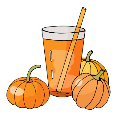 Elle çizilmiş cam kabak suyu ve kabaklar üzerinde beyaz backgr ile