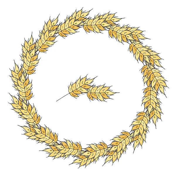 Wreath of wheat on a white background — Stock Vector