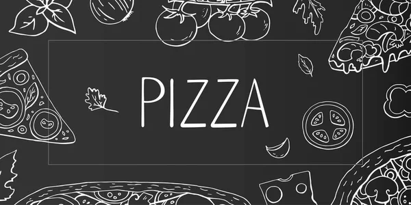 Винтажный горизонтальный баннер с итальянской пиццей — стоковый вектор