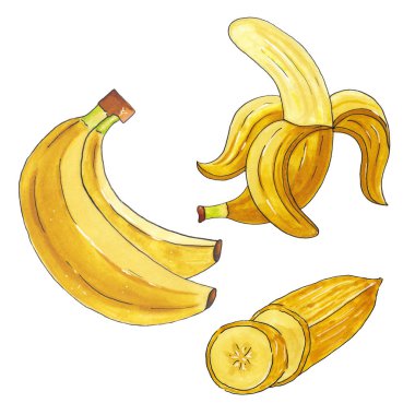 El ile sulu boya işaretleyicileri muz çekilmiş kümesi