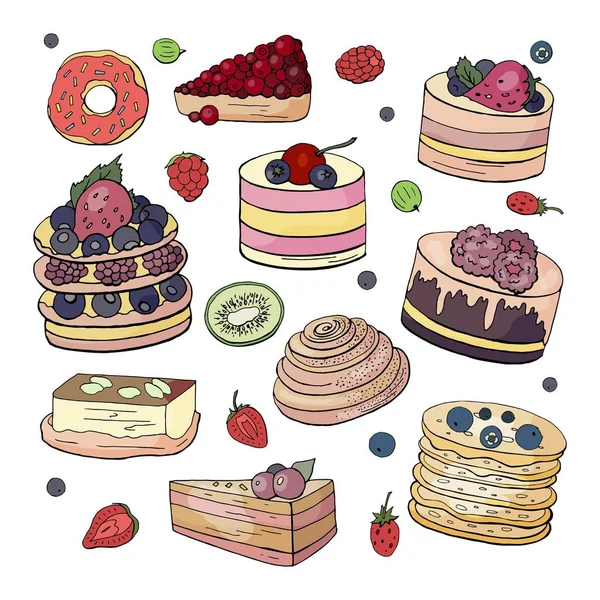 Kek ve tatlılar farklı türde set kek ve tatlılar farklı türde ayarlayın 