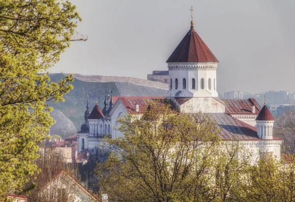 Vilna, Lituania, 26 de abril de 2019 - Vista de la Catedral de Prechistensky a principios de primavera . — Foto de Stock