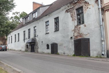 Vyborg, Rusya, 11 Ağustos 2019 - Vyborg sokakları. Şehir merkezi, Rusya eyaleti.