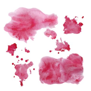 Beyaz arka plan üzerinde izole suluboya kırmızı soyut sıçrama. 