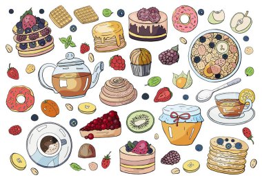 Beyaz bac izole kahvaltı farklı unsurların Büyük seti