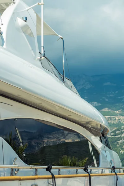 Super Yacht Yacht Lusso Nel Porto Elementi Costruzione Dettagli — Foto Stock