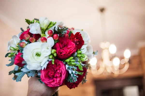 Wedding Bouquet Flowers Hands Bride — Stock Photo, Image