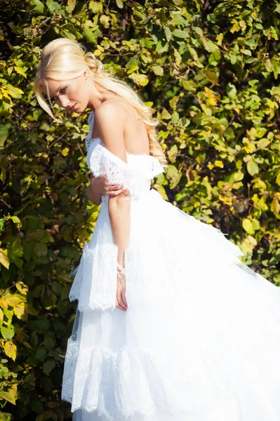 Sensual Bride Blonde Wedding Dress Palace Wedding Ceremony — Stock Photo, Image