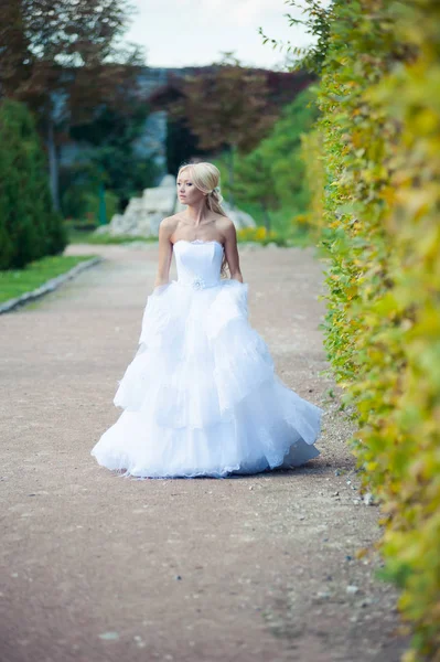 Sensual Bride Blonde Wedding Dress Palace Wedding Ceremony — Stock Photo, Image