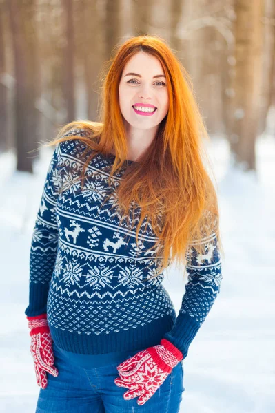 Belle Femme Enceinte Dans Forêt Hiver — Photo