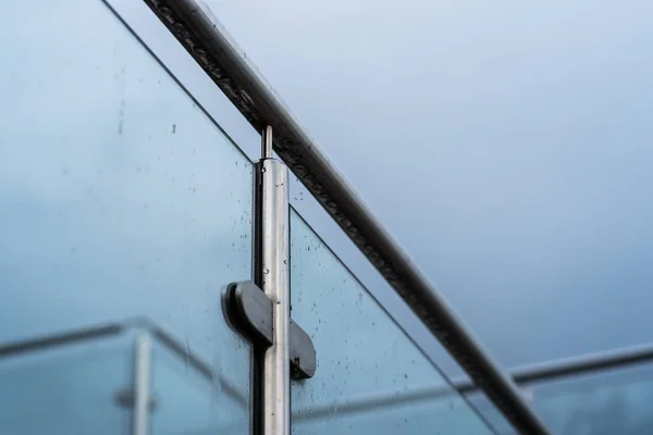 Metallgeländer Und Glaswand Freien — Stockfoto