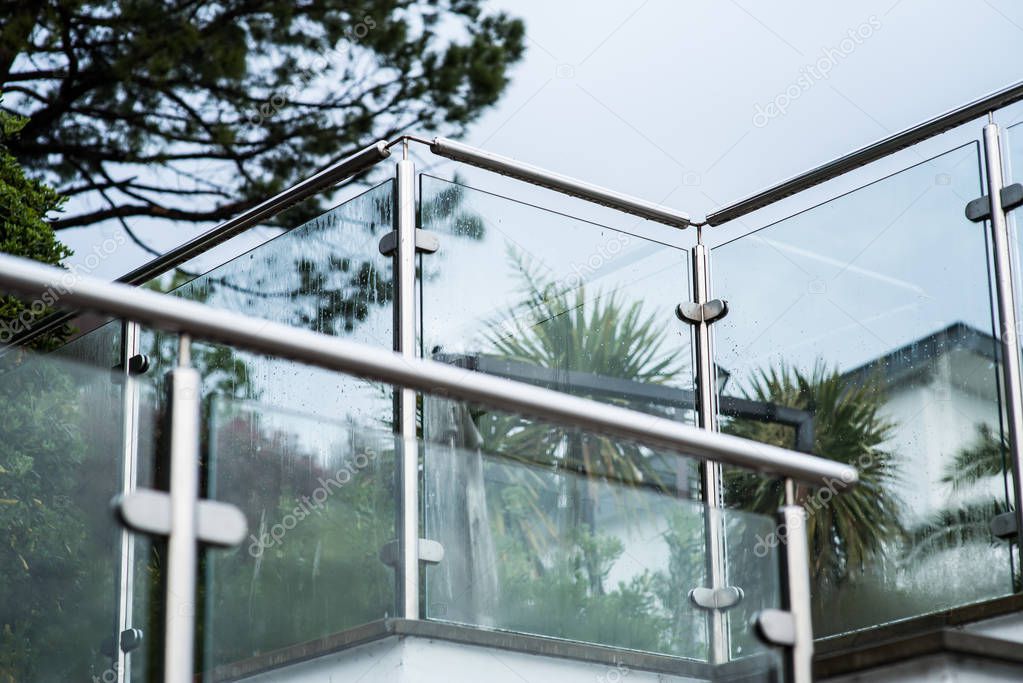 Metal railings and glass wall outdoor