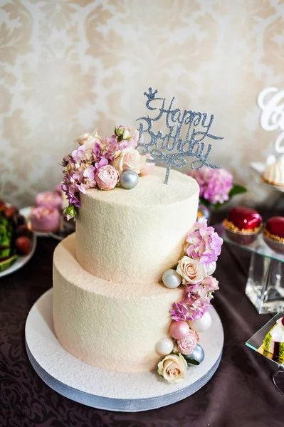 Uma Mesa Doce Festa Aniversário Tendências Decoração — Fotografia de Stock