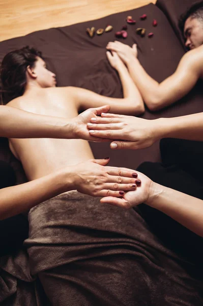 Massage Therapists Knead Two Clients Side Side Same Room — Stock Photo, Image