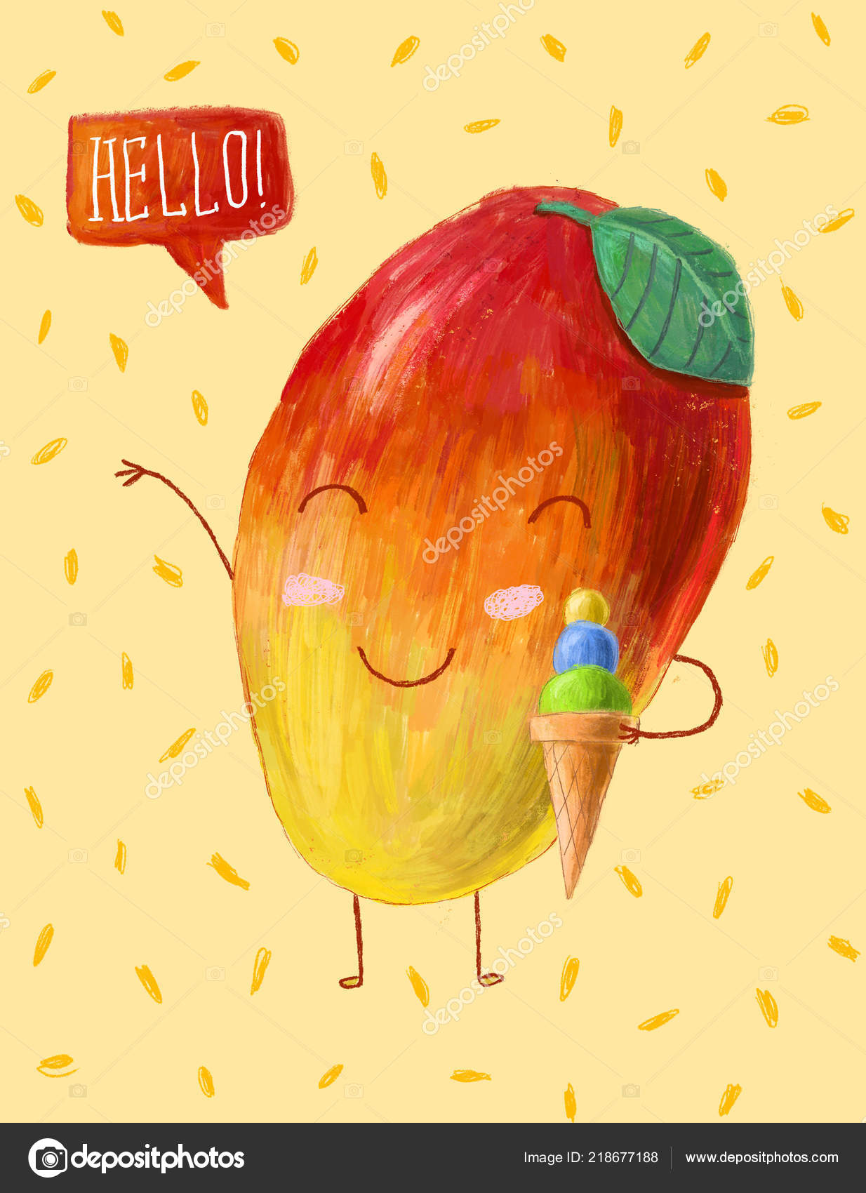 Cute Funny Mango Character Eating Ice Cream Saying Hello Cartoon Stock Photo by ©LarysaRay 218677188 Cute Funny Mango Character Eating Ice Cream Saying Hello Cartoon Stock Photo by ©LarysaRay 218677188