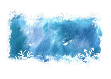 kar taneleri ile arka plan mavi Noel suluboya