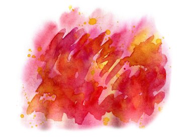 Beyaz arkaplanda soyut kırmızı suluboya. 