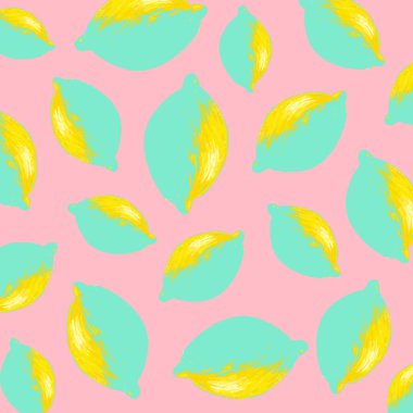 Taze limon arka plan. Elle çizilmiş örtüşen zemin. Renkli duvar kağıdı. Desen narenciye koleksiyonu ile. 